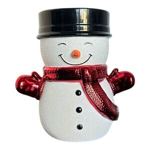 & Body Works SNOWMAN 3-WICK CANDLE CERAMIC HOLDER PEDESTAL NEW!